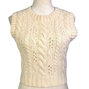 Vintage JG Hook Sweater Vest Cable Knit Cream Wool Hand Knit Shetland Fisherman